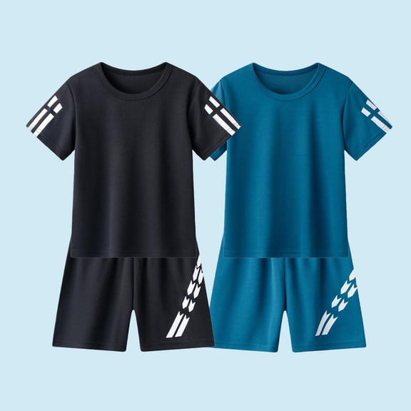 Amidoa Boys Athletic Shorts Set 2 Piece Quick-dry Performance T-Shirt and Active Shorts Outfit,Brown Size 13
