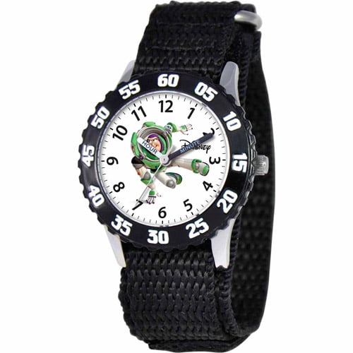 Toy Story Buzz Lightyear Boys' Stainless Steel Watch, Black Strap