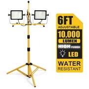 Costway 100W 10,000lm LED Dual-Head Work Light w/Adjustable Tripod Stand IP65 Waterproof