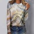 thumbnail image 2 of IROINID en Solde T-shirt à Manches Longues en Polyester pour Femmes Confortable Col Rond Hauts Amples Imprimés T-Shirts Blouse, Or, 2 of 5