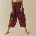 thumbnail image 1 of Pantalones holgados de mujer Pantalones casuales sueltos Pantalones de playa bohemios plisados ​​de color sólido simple FLhrweasw Nuevo, 1 of 7