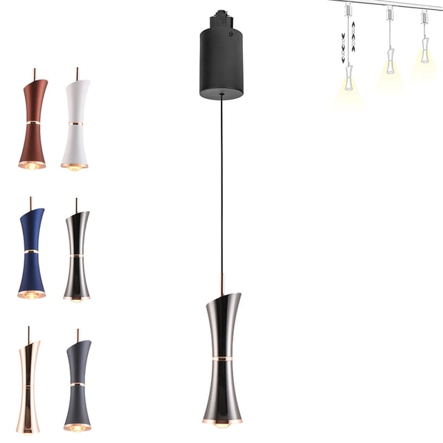 FSLiving Lampe de Pendaison Réglable 7W Type H Rétractable avec Abat-Jour en Aluminium Moderne Lampe LED Intérieure Fil Réglable pour Îlot de Cuisine, Perle Noire - 1 Lumière