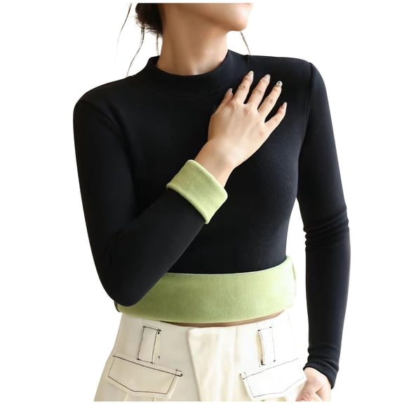 Giftesty Womens Bottoming Shirts Clearance Women's Fashion R-Neck Long Sleeve Loose Solid Color Blouse