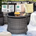 thumbnail image 2 of MEISSALIVVE 9-Piece Half-Moon Curved Outdoor Patio Furniture Set, Sectional Conversation Sofa with 2 Swivel Glide Chairs, Round Coffee Table for Backyard Deck Garden, Black, 2 of 10