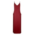 thumbnail image 3 of Gifts Usmixi Formal Dresses for Women Party Prom Casual High Waist Spaghetti Strap Long Dresses with Pocket V-Neck Sleeveless Solid Summer Maxi Dress Red XL, 3 of 3