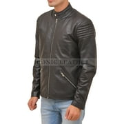Mens GENUINE Leather BLACK Biker Jacket