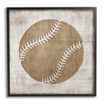 Stupell Industries Weathered Baseball Silhouette Shape Rustic Sports Sign Graphic Art Black Framed Art Print Wall Art, Design by Natalie Carpentieri