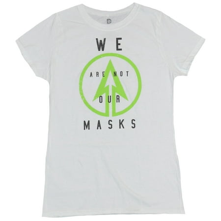 Green Arrow Girls Juniors T-Shirt - We Are Not Our Masks Green Arrow Logo