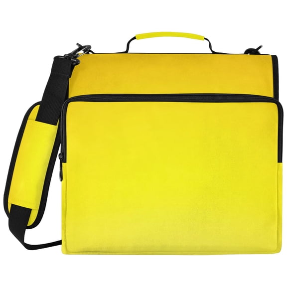 Gradation Of Yellow Colors Printed Zipper Binder with Handle&Shoulder Strap 2 inch 3 Ring 500 300 Sheet Capacity File Folder Organizer