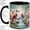 Black, variant on Cardinal Waterfall Coffee Mug, Red Cardinal Mug, Morning Tea Cup for Home, Two Birds on Branch with Pink Blossoms, Butterflies and Forest Stream, Floral Wildlife Art, Nature Lover