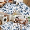 thumbnail image 6 of Blue Flowers Washable Area Rugs 4'x6', Retro Spring Watercolor Floral Leaves Low Pile Throw Living Room Rug Non-Slip Sturdy Edge Binding Carpet for Indoor Entryway Bedside Kitchen, 6 of 9