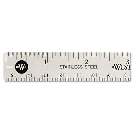 12 pcs Westcott 10414 6 in. Long Standard/Metric Stainless Steel Office Ruler With Non Slip Cork Base