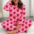 thumbnail image 6 of Tnhcen Women’s Plus Size Cozy Printed Pajamas Set Long Sleeve Button-Up Top Elastic Waist Pants Trendy Loungewear Set XL-5XL, 6 of 6