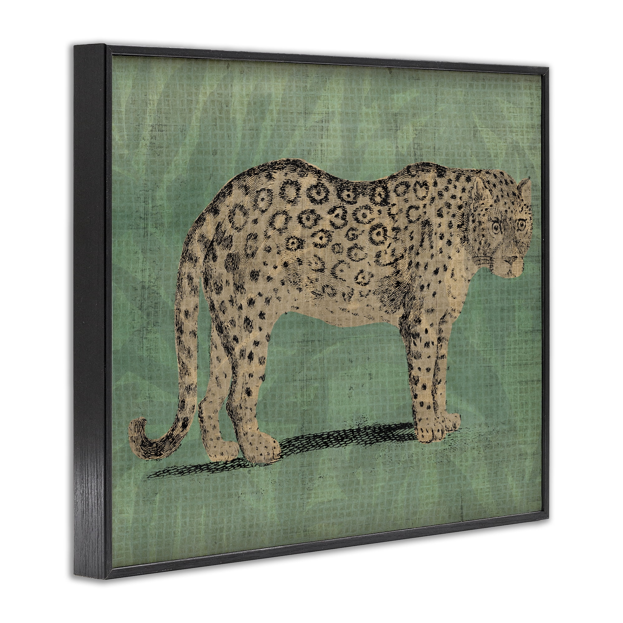 Stupell Industries Traditional Cheetah on Green Animals & Insects Painting Black Framed Art Print Wall Art, 14 x 11