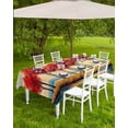 thumbnail image 4 of Outdoor Tablecloth with Umbrella Hole & Zipper, Autumn Leaves Rectangle Tablecloth 60x102 Inch, Orange Sunrise Ombre Lake Reflection Patio Table Cover Waterproof Table Cloth for Picnic/Party, 4 of 7