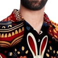 thumbnail image 5 of Easter Men's Casual Printed Button Down Short Sleeve Poplin Hawaiian Beach Shirt with Spread Collar Tops, 5 of 6