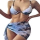 thumbnail image 1 of Advancent Traje de baño de tres piezas para mujer, traje de baño dividido teñido estampado, traje de baño sin mangas para vacaciones en la playa, traje Type2 NO2 Advancent OD021114-03, 1 of 6