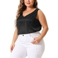 thumbnail image 5 of Agnes Orinda Women's Plus Size Silk Satin Tank Tops V Neck Casual Cami Sleeveless Blouses Summer Basic Camisole 2X Black, 5 of 7
