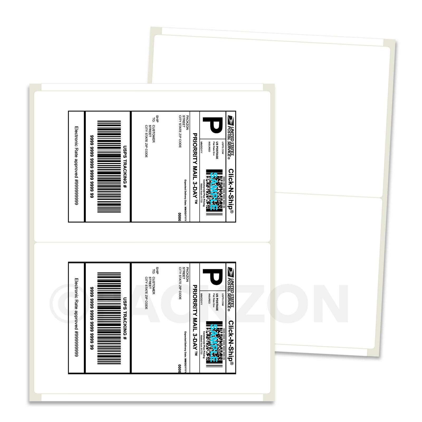 600 Perforated Rounded Corner Shipping Labels 2 Per Sheet-8.5 x 11-Self Adhesive 