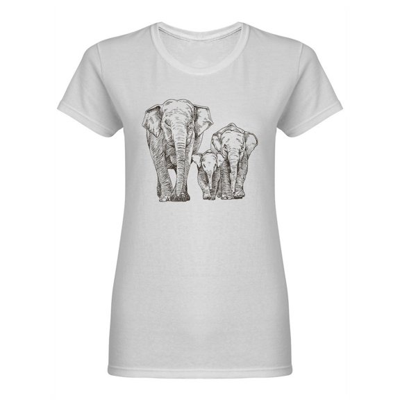Elephant Family Walking Shaped T-Shirt Women -Image by Shutterstock, Female Large