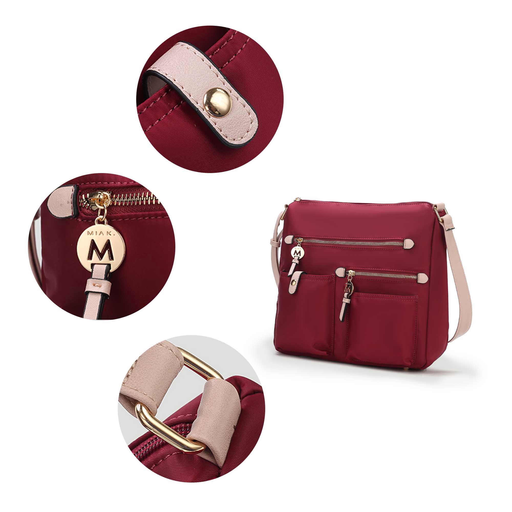 MKF Collection Serena Women’s Shoulder Bag Color-Block Nylon – Lightweight, Stylish, and Functional by Mia K - Navy Wine