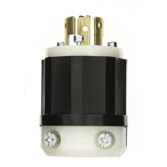Leviton 9965-C 20 Amp, 125/250 Volt, Locking Plug, Industrial Grade, Non-Grounding, Black-White