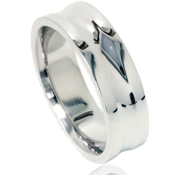 Mens High Polished Grooved Wedding Band Ring 10K White Gold