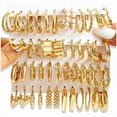 thumbnail image 1 of Chenchen 16-24 Pairs Gold Silver Black Earring Set for Women, Chunky Earring Multipack Punk Trendy Big Small Stud Hoop Earring Lightweight Twisted Pearl Ear Pack For Daily Birthday Party Gift, 1 of 1