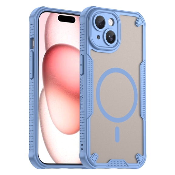 Dteck Magnetic Case for iPhone 13 Mini,Shockproof TPU PC Case Compatible with Mag Safe Matte Translucent Back Cover,Blue