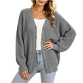 thumbnail image 2 of TGSLY Women's Waffle Knit Cardigan Coat Lightweight V Neck Button Down Sweaters Loose Casual Solid Color Long Sleeve Knit Tops XXXL, 2 of 2