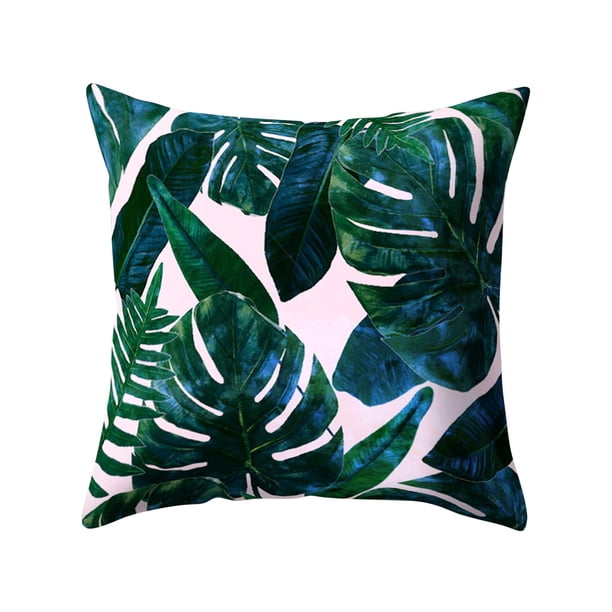 Fiudx Liquidación De Ahorros De Verano Hogar Con Hojas Suculentas Y Fundas De Almohada, Hojas De Flores Verdes, Fundas De Cojines Para Coche