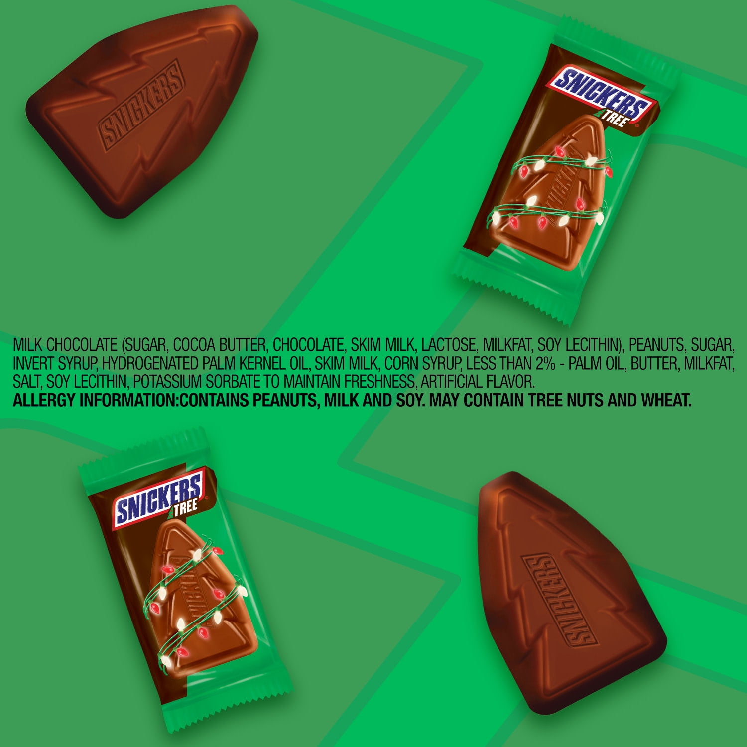 (2 pack) Snickers Trees Chocolate Christmas Candy Bars - 6 Ct