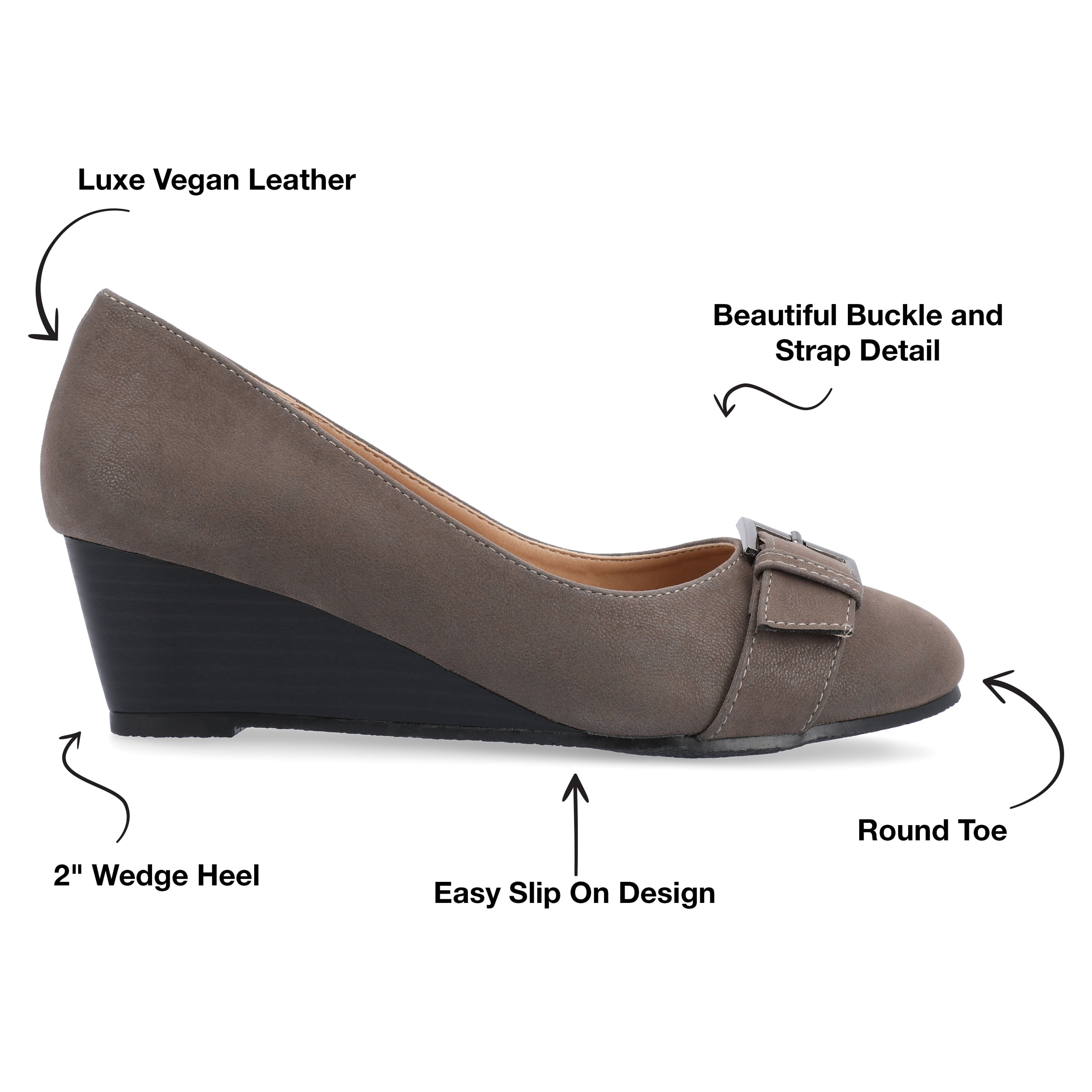 Journee Womens Graysn Comfort Insole Slip On Round Toe Wedge, Widths Available