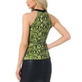 thumbnail image 3 of INSPIRAR CHIC Top de Mujer Sin Mangas con Cuello Halter Ajustado y Estirado, Top Arrugado para Fiesta S Verde-Serpiente, 3 of 5