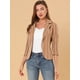 thumbnail image 2 of Blazer De Solapa Con Muescas Y Mangas 3/4 A Rayas Para Mujer marrón S, 2 of 6