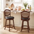 thumbnail image 4 of Costway Swivel Bar Stools Set of 2, 25" Counter Height Barstools with Backrest & Wood Frame, 4 of 8