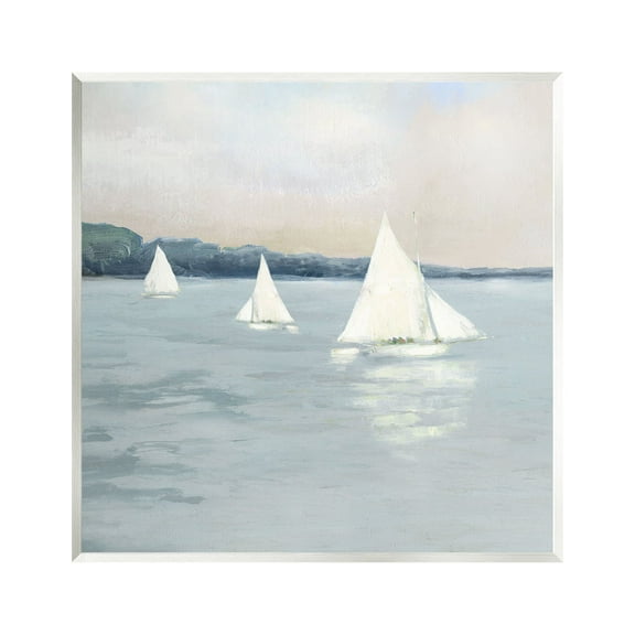 Stupell Industries Three Sailboats Nautical Seascape Coastal Painting Unframed Art Print Wall Art