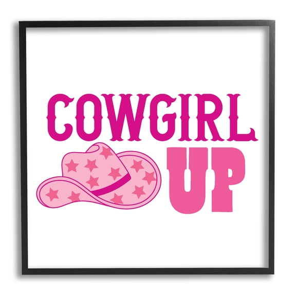 Stupell Industries Cowgirl Up Western Phrase Beauty & Fashion Painting Black Framed Art Print Wall Art, 12 x 12