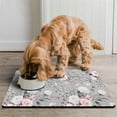 thumbnail image 2 of Bright Floral Pet Feeding Mat - Non-Slip Dog Food Mat with Tropical Leaves and Flower Print, Absorbent, 2 of 2