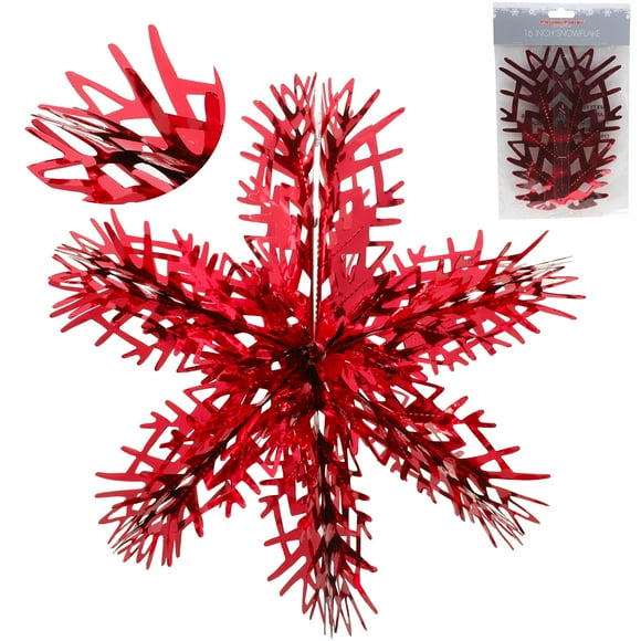 Christmas Concepts® 16†(1.3ft) Large Foil 3D Snowflake Hanging Decoration – Christmas Trimming (Red)
