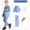 thumbnail image 3 of Boys Linen Suits Set, Boys Slim Fit Suit for Leisure or Party Holiday, 3 of 13