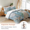 thumbnail image 7 of Coral Starfish Bedding Duvet Cover Set Full Size 4 Pieces Ocean Wood Grain Soft Twill Plush Quilt Cover, Include 1 Duvet Cover 1 Flat Sheet And 2 Pillow, 7 of 7