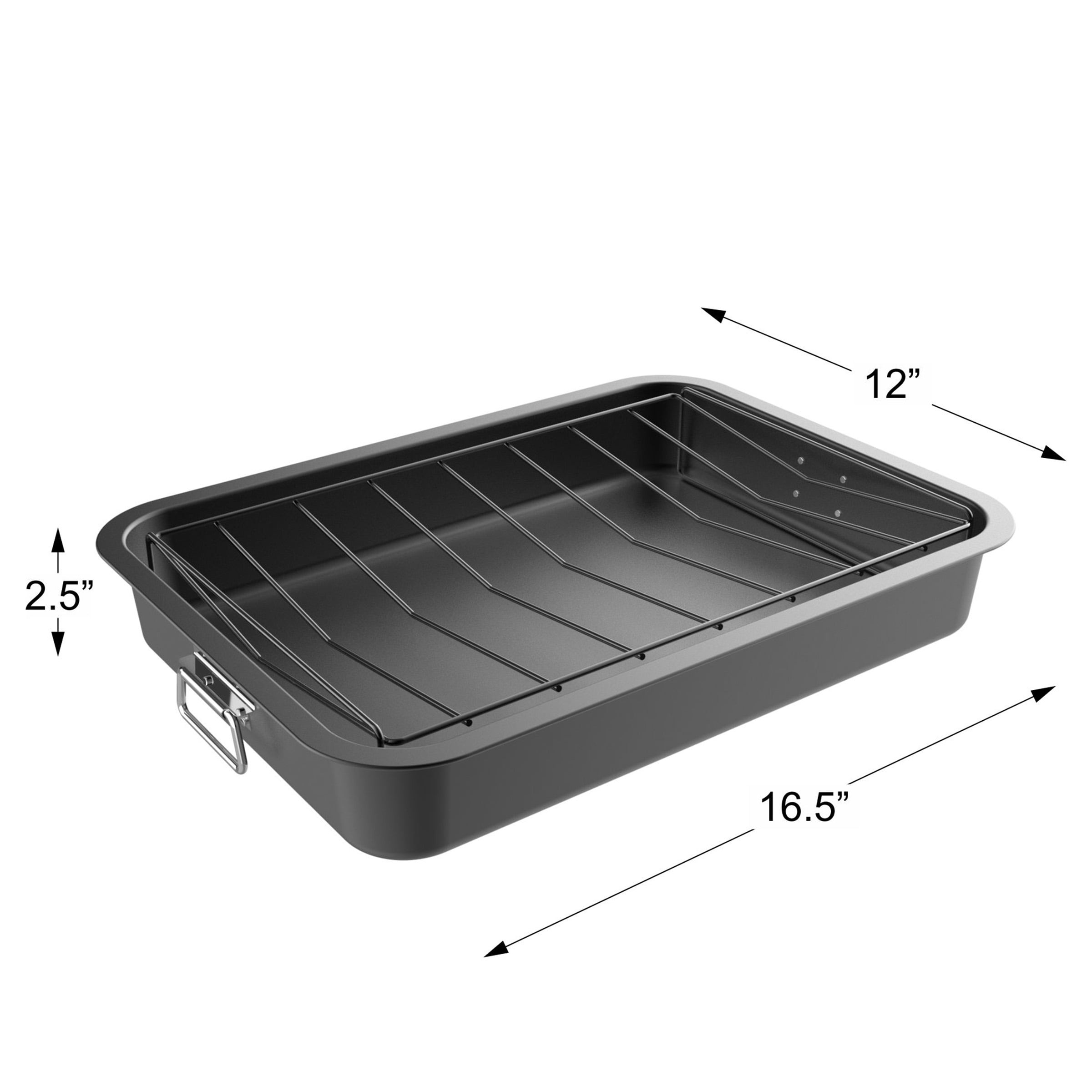 Heavy duty Carbon Steel Roasting Pan with Angled Rack Nonstick Oven Roaster and Removable Tray Drain Fat and Grease for Healthier Cooking Kitchen Cookware by Classic Cuisine Walmart