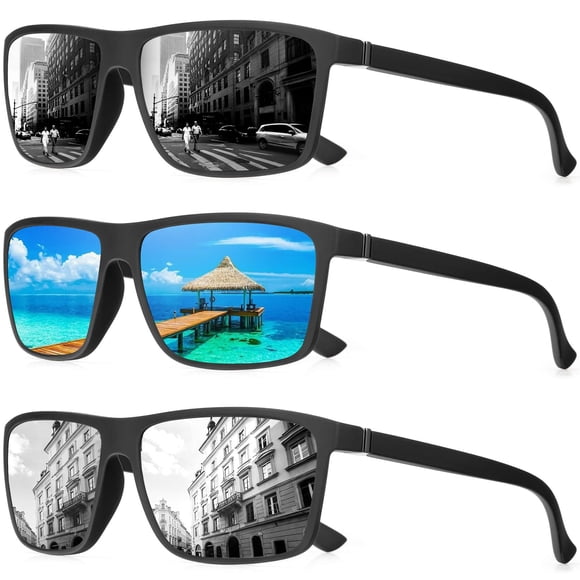 Gafas de Sol Polarizadas QALLY para Hombre, Montura Rectangular, Protección UV400