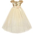 thumbnail image 2 of Littel Robe de Demoiselle d'Honneur à Manches Courtes Sequins & Tulle 2 Or, 2 of 2