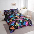 thumbnail image 3 of Feelyou Mystic Jungle Mushroon Bedding Comforter Set 7-Piece for Child, Neon Plant Botanical King Bedding Sets, Glitter Stars Print Reversible Bed Sheets, Ultra Soft Home Decor, 3 of 7