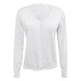 thumbnail image 4 of Fiaer Cropped Cardigan Sweaters For Women Button Down Long Sleeve Casual Trendy V-Neck Solid Color Lightweight Tops White XL, 4 of 5