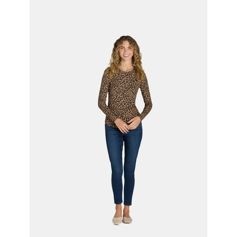 No Boundaries Ribbed Crewneck Tee with Long Sleeves, 1 or 2