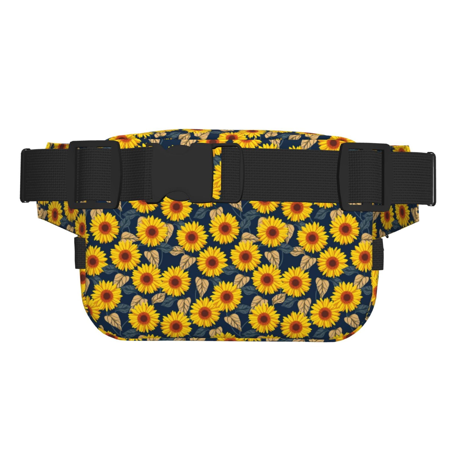 Picia Sunflowers Print Square Double-Layer Waist Bag Mini Adjustable Waist Belt Bag Exercise Running Travel Hiking