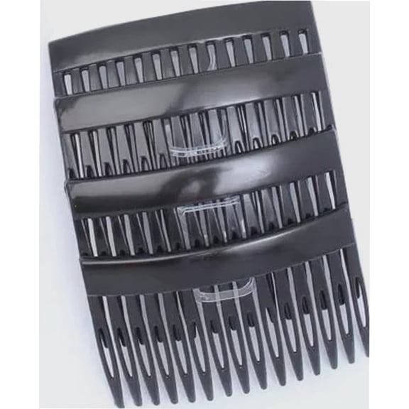 Set of 4 Tort Plain Hair Combs Slides 7cm (2.8") French Side Combs Plastic Twist Comb Strong Hold Hair Clips Accessories for Girls Women (15 Teeth)
